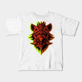 head of boar. Pig. Swine. Symbol of 2019. Tattoo design. Kids T-Shirt